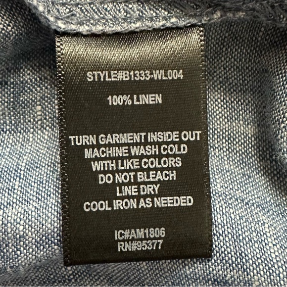 Sanctuary 100% Linen Chambray Lace Up Ruffled Sleeves Top, Sz Large - Picture 11 of 12